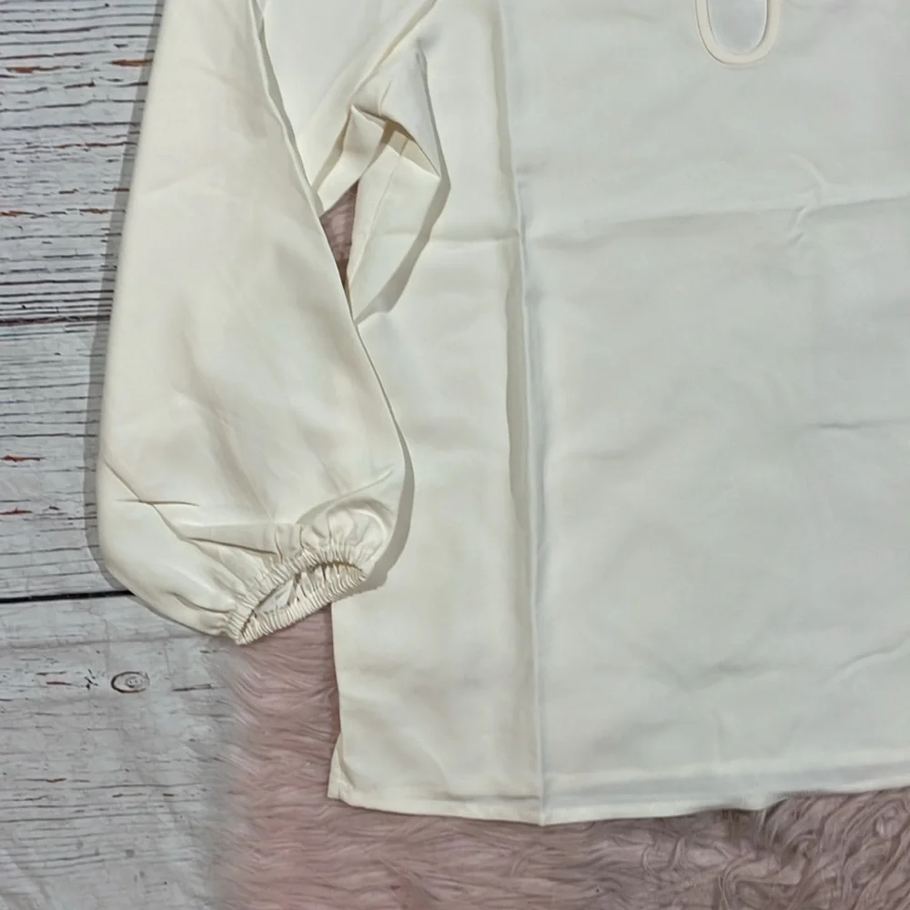 NWT J. Crew Puff-Sleeve Satin-Back Crepe Top Ivory Petite